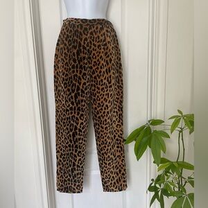 🐆 Vintage 80s 90s Barbara O Leopard Print Pants high waist 1950s velvet Cotton